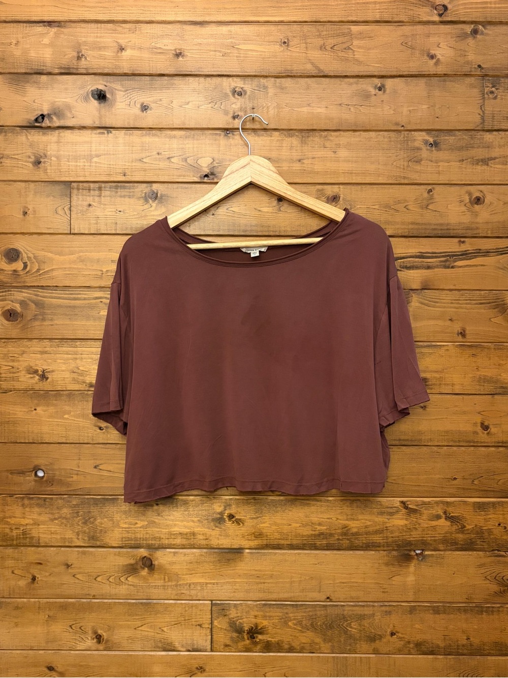 silence + noise Cropped Boxy Tee - Rust Brown